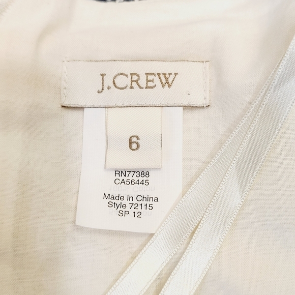 J. Crew Ella Strapless White & Black Floral Shift Cotton Blend Dress Size: 6 - Picture 13 of 16